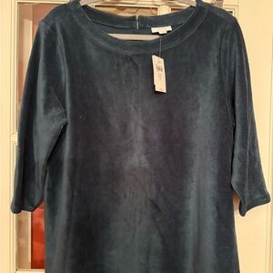 Blue Corduroy Button-Back Top